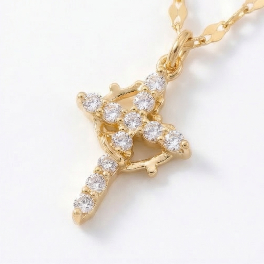 Aurela™ – Sparkling Initial Cross Necklace