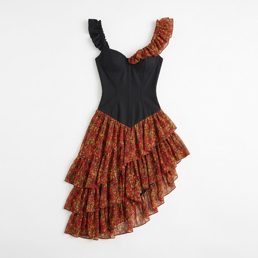 Rosavera™ - Corset Top and Floral Ruffled Skirt Set
