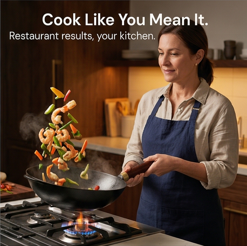 Forgehome™ – Deep Belly Cast Iron Wok with Lid