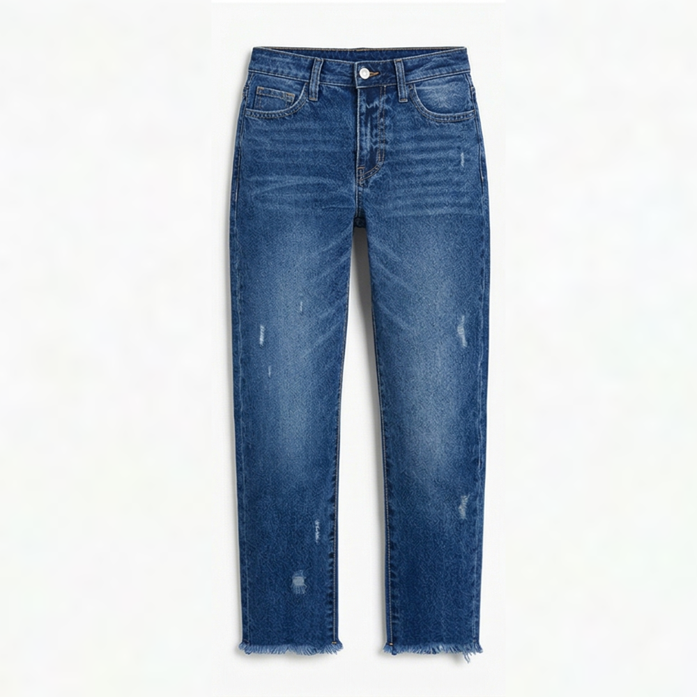 Vivara™ – Retro Fringed Cropped Straight Leg Jeans