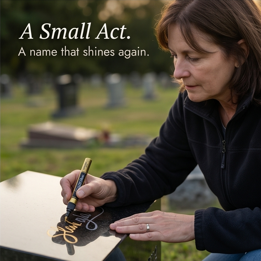 StoneTouch™ – Weatherproof Gold Marker for Headstones