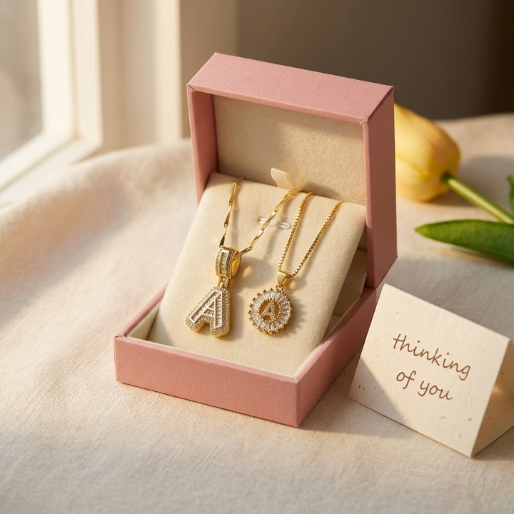 Luneria™ - Two-Piece Initial Pendant Necklace Set