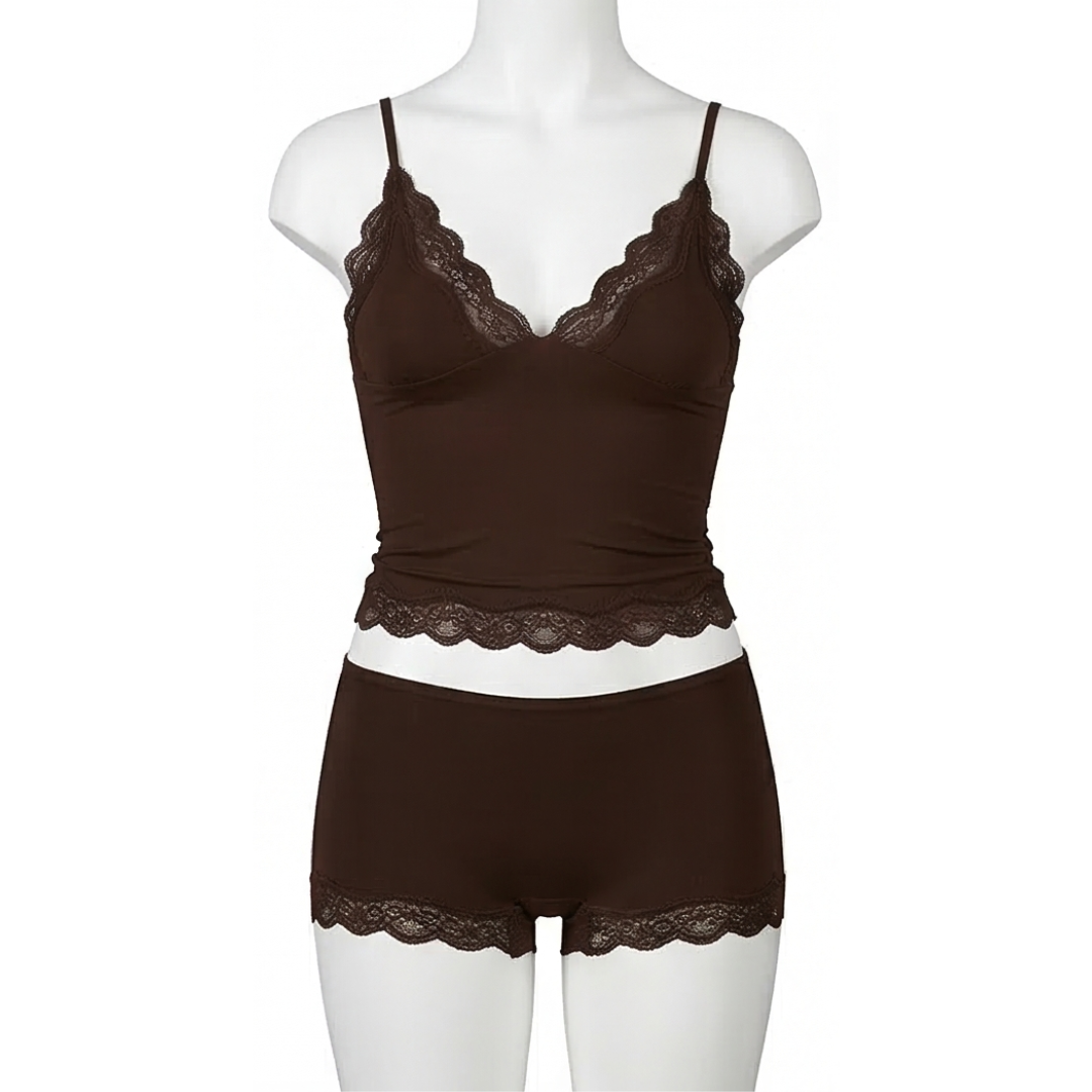 Lunaire™ – Seamless Lace Camisole and Boxer Brief Set