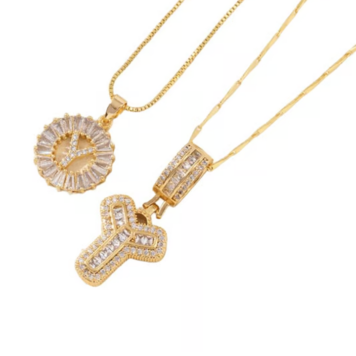 Luneria™ - Two-Piece Initial Pendant Necklace Set