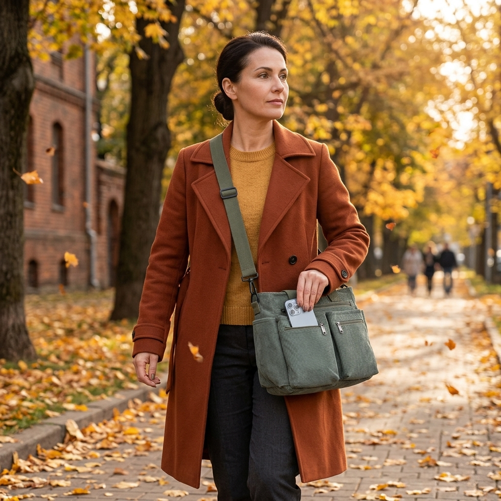 Clovera™ – Multi Pocket Corduroy Shoulder Bag