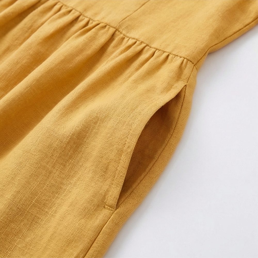 Solenne™ – Relaxed V-Neck Midi Dress with Pockets