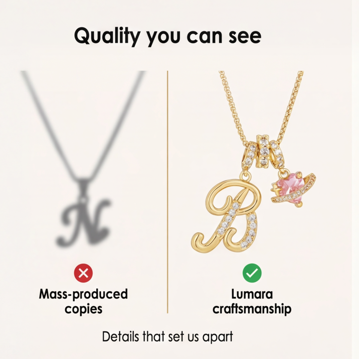 LUMARA™ - 3-Layer Initial Necklace with Pink Heart Zircon