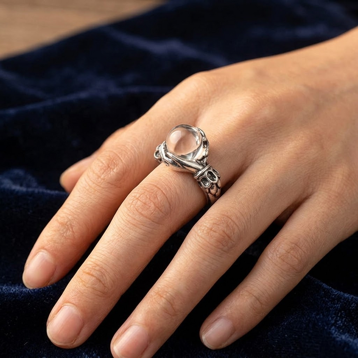 Orbivra™ — Gothic Crystal Ball Statement Ring