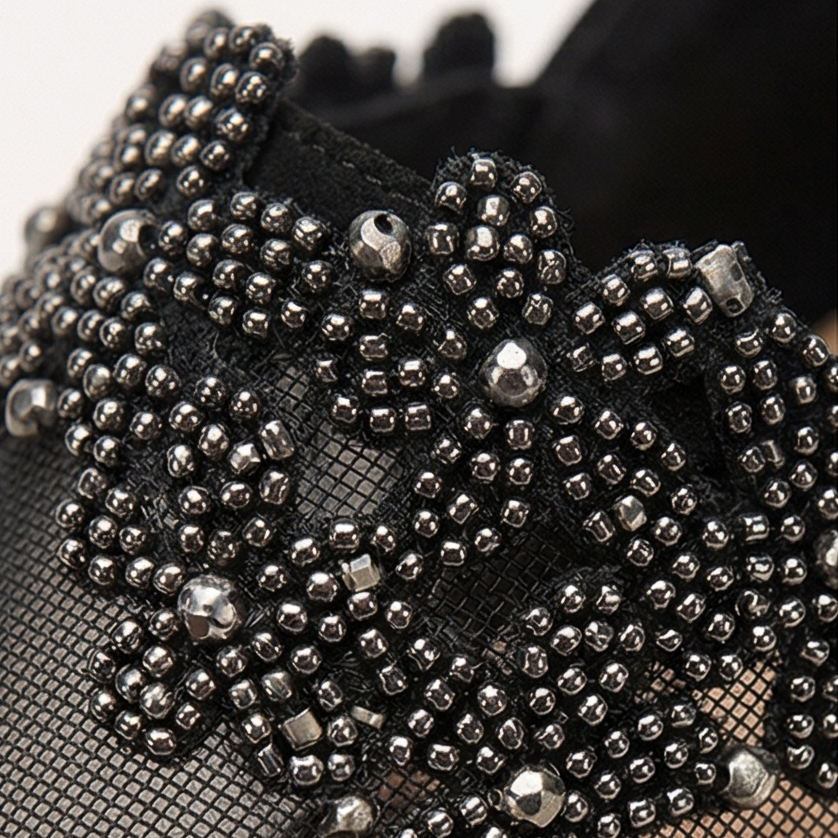 Veluna™ – Beaded Lace Mesh Wedge Shoes