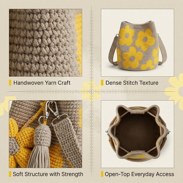 Bloomara™ – Handmade Crochet Flower Tote Bag