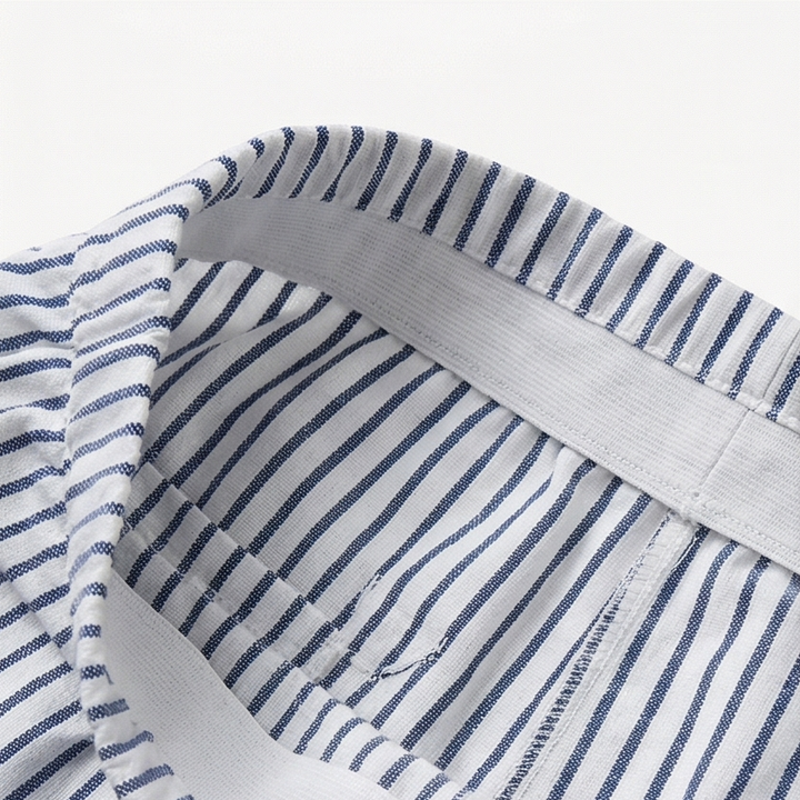 Coastlyn™ – Striped Cotton Pants with Button Trim