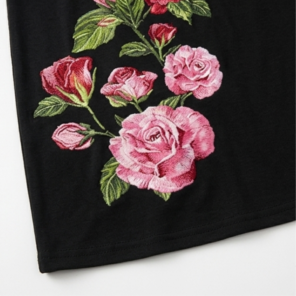 Rosalia™ – Elegant Rose Print A Line Dress