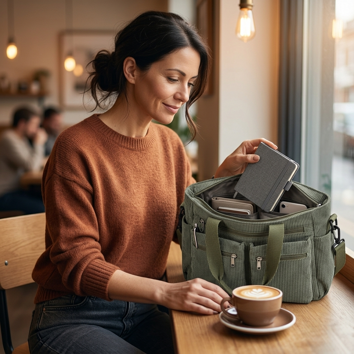 Clovera™ – Multi Pocket Corduroy Shoulder Bag