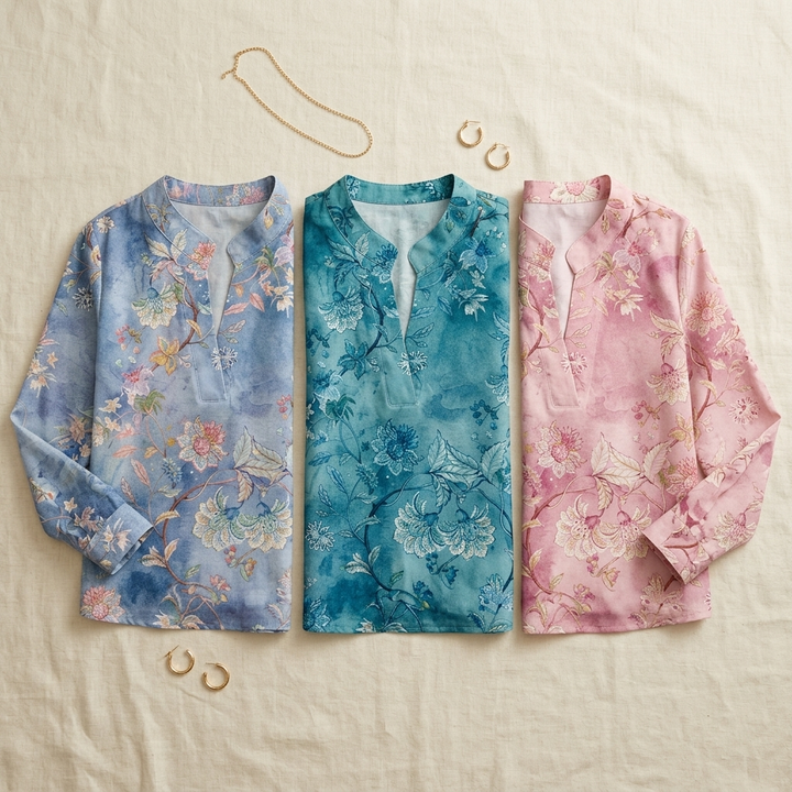 Florenza™ – Watercolor Floral V-Neck Blouse