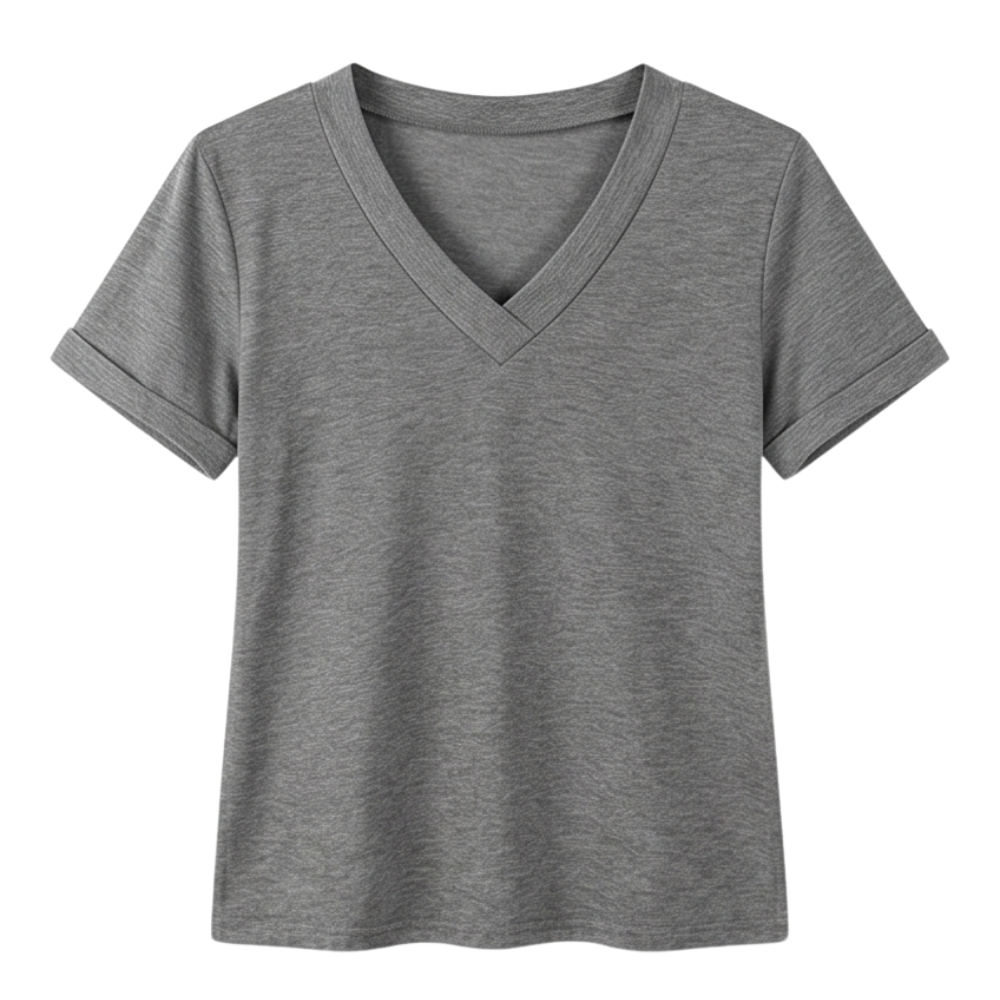 Lunavia™ – Soft V-Neck Tee with Rolled Cuffs