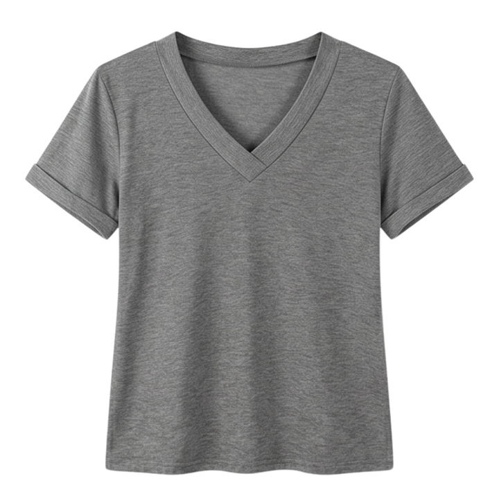 Lunavia™ – Soft V-Neck Tee with Rolled Cuffs