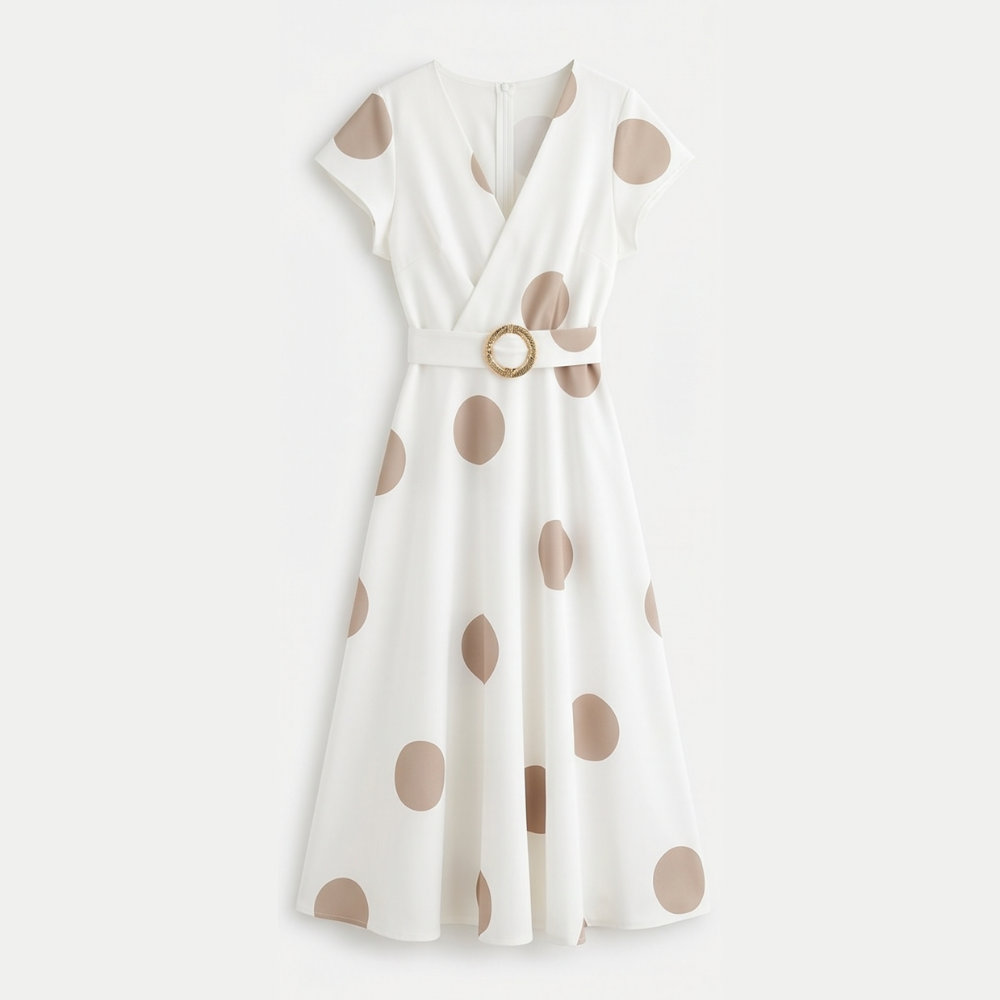 Marlowe™ – Belted Polka Dot Midi Dress