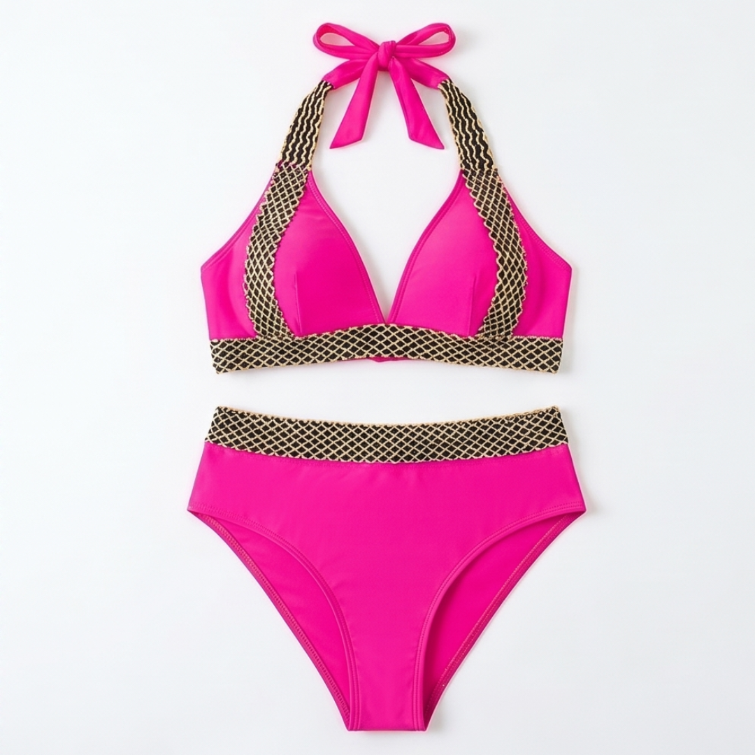 Soléra™ – Woven Chain-Trim High-Waist Bikini