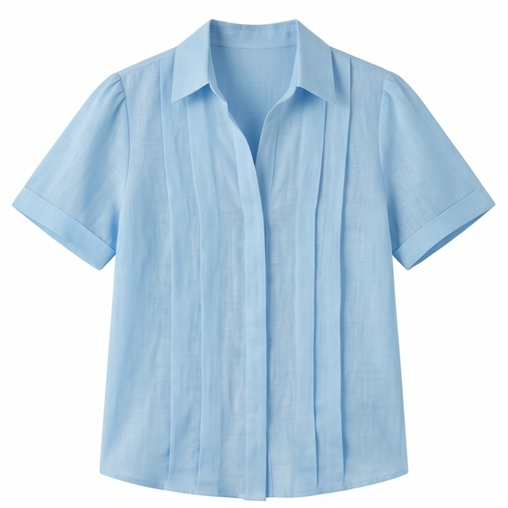 Lunavia™ – Pleated Short-Sleeve Blouse