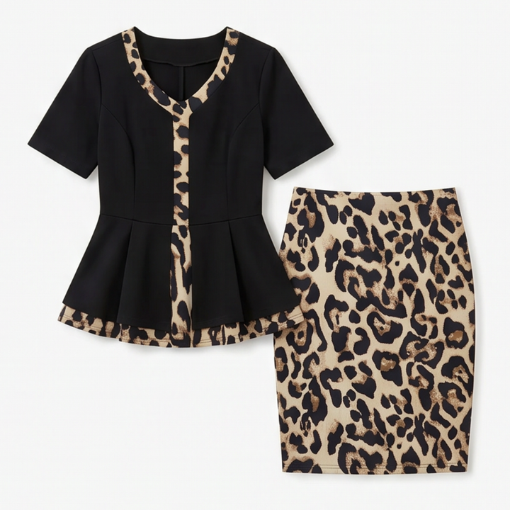 Lunavia™ Elegant Color-Block Peplum Set for Effortless Polish