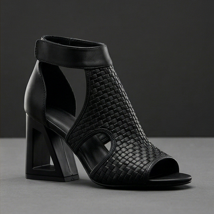 Tessara™ — Woven Peep Toe Block Heel Sandals
