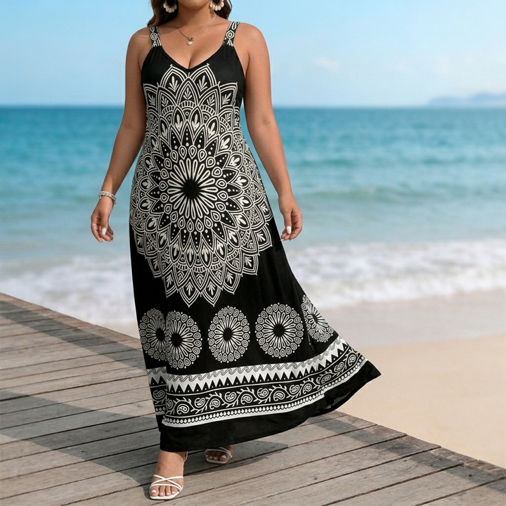 Mandara™ – Bohemian Mandala Maxi Dress