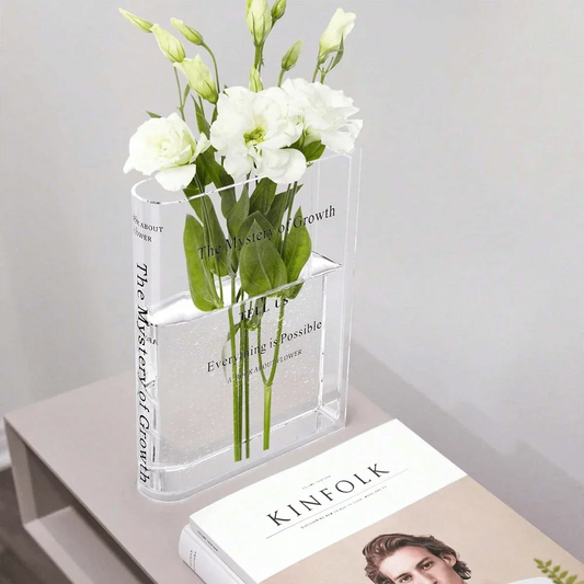 Transparent Book Vase for Elegant Displays