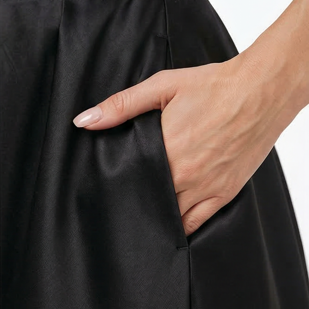 Vivessa™ – Vintage Satin Midi Dress with Draped Collar