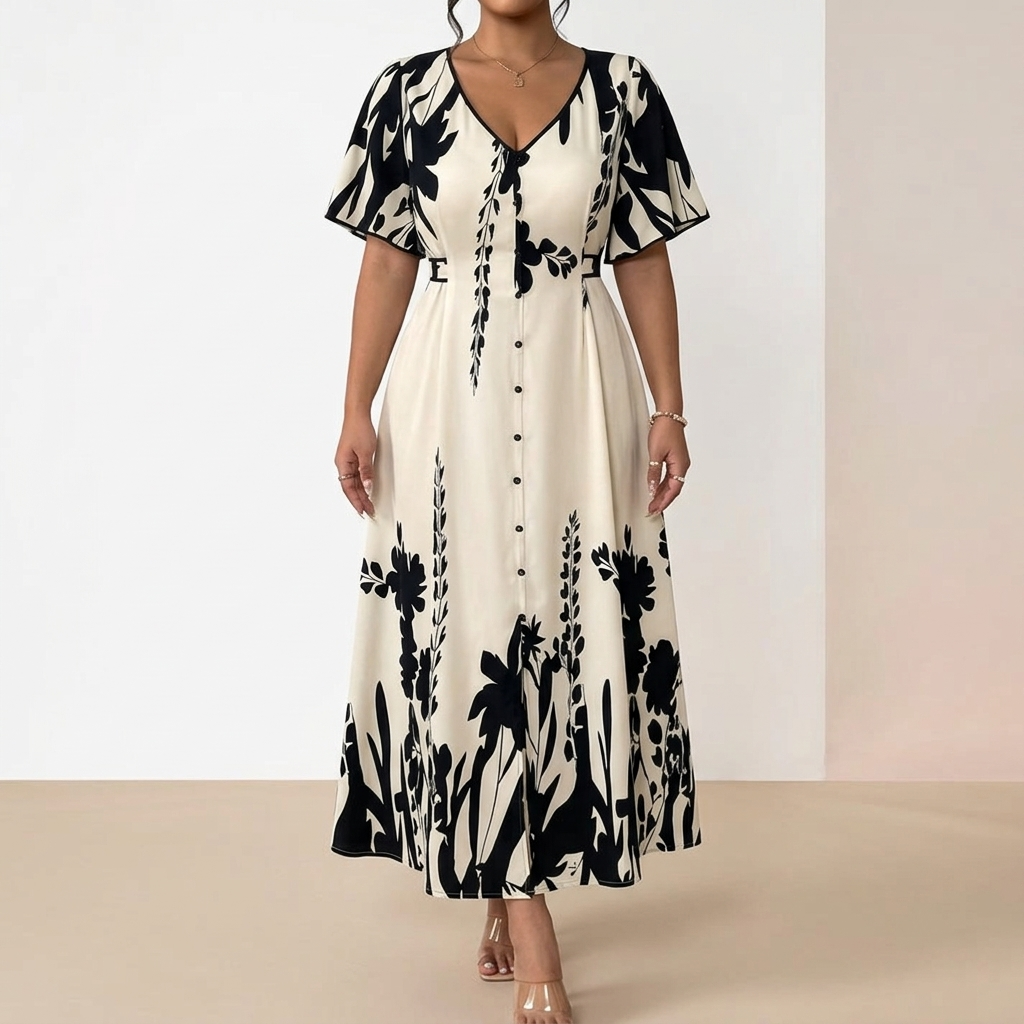 Floressa™ Botanical Flutter Sleeve Midi Dress