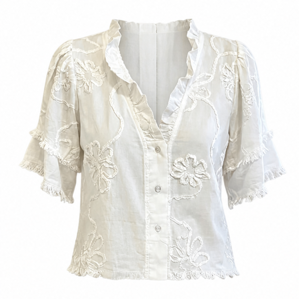 Florenza™ – Embroidered Ruffle Blouse