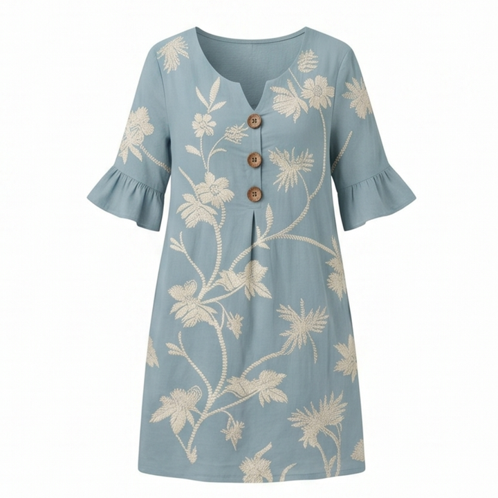 Solenya™ – Embroidered Floral Midi Dress