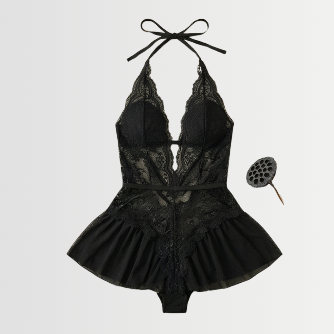 Velara™ – Floral Lace Teddy with Ruffle Hem