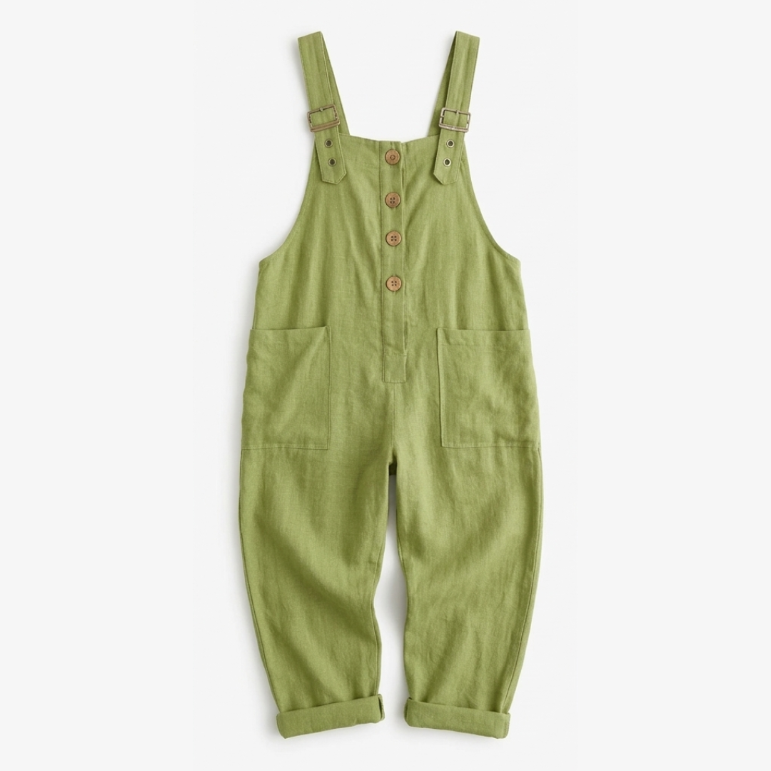 Slowlinen™ – Loose Linen Button-Front Overalls