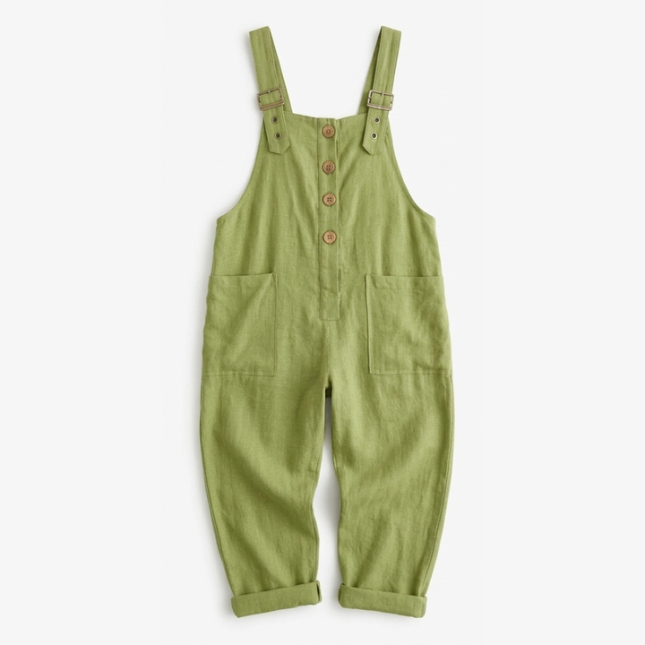 Slowlinen™ – Loose Linen Button-Front Overalls