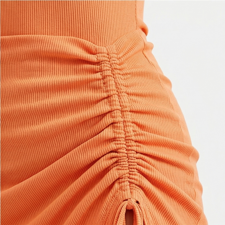 Solara™ — Ribbed Maxi Dress with Drawstring Slit