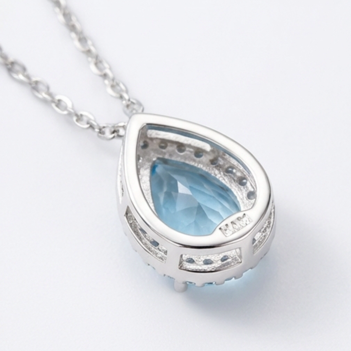 Lunaire™ – Aqua Blue Teardrop Pendant Necklace
