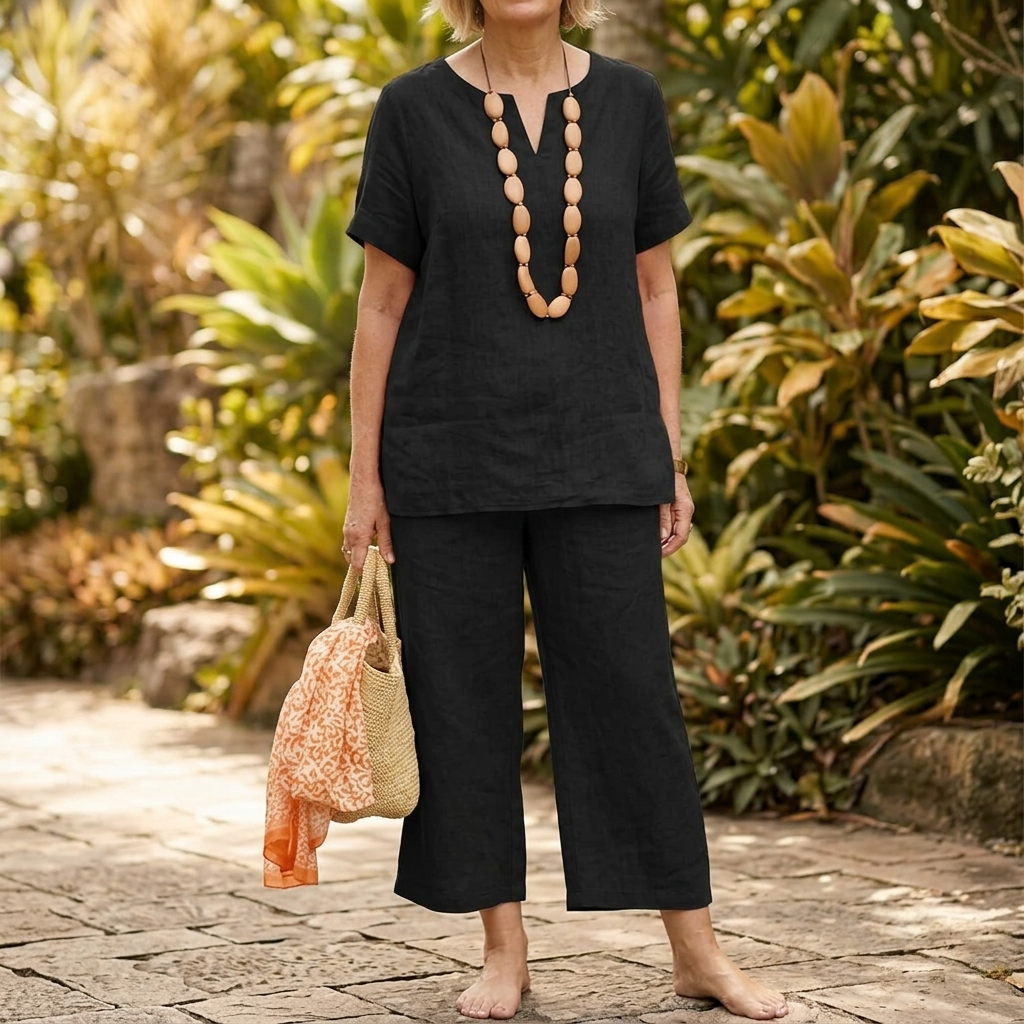 Lunessa™ – Breezy V Neck Top and Pants Set