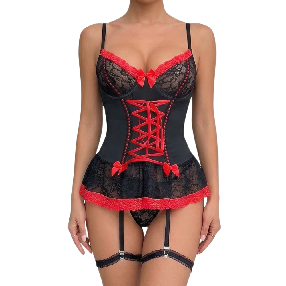 Rosaveil™ – Lace Corset Bustier Set with Garters