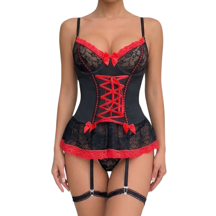 Rosaveil™ – Lace Corset Bustier Set with Garters