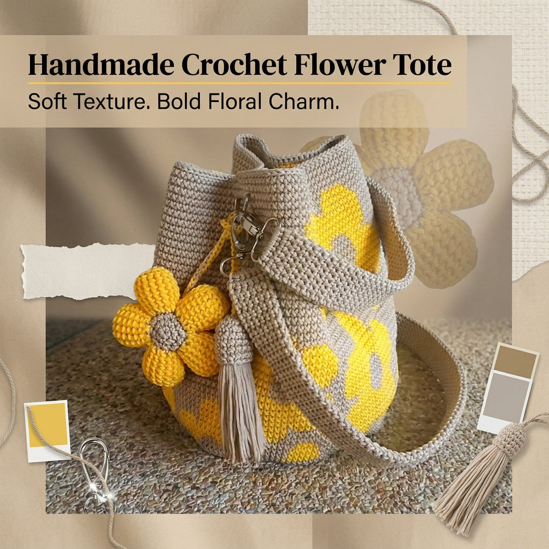 Bloomara™ – Handmade Crochet Flower Tote Bag