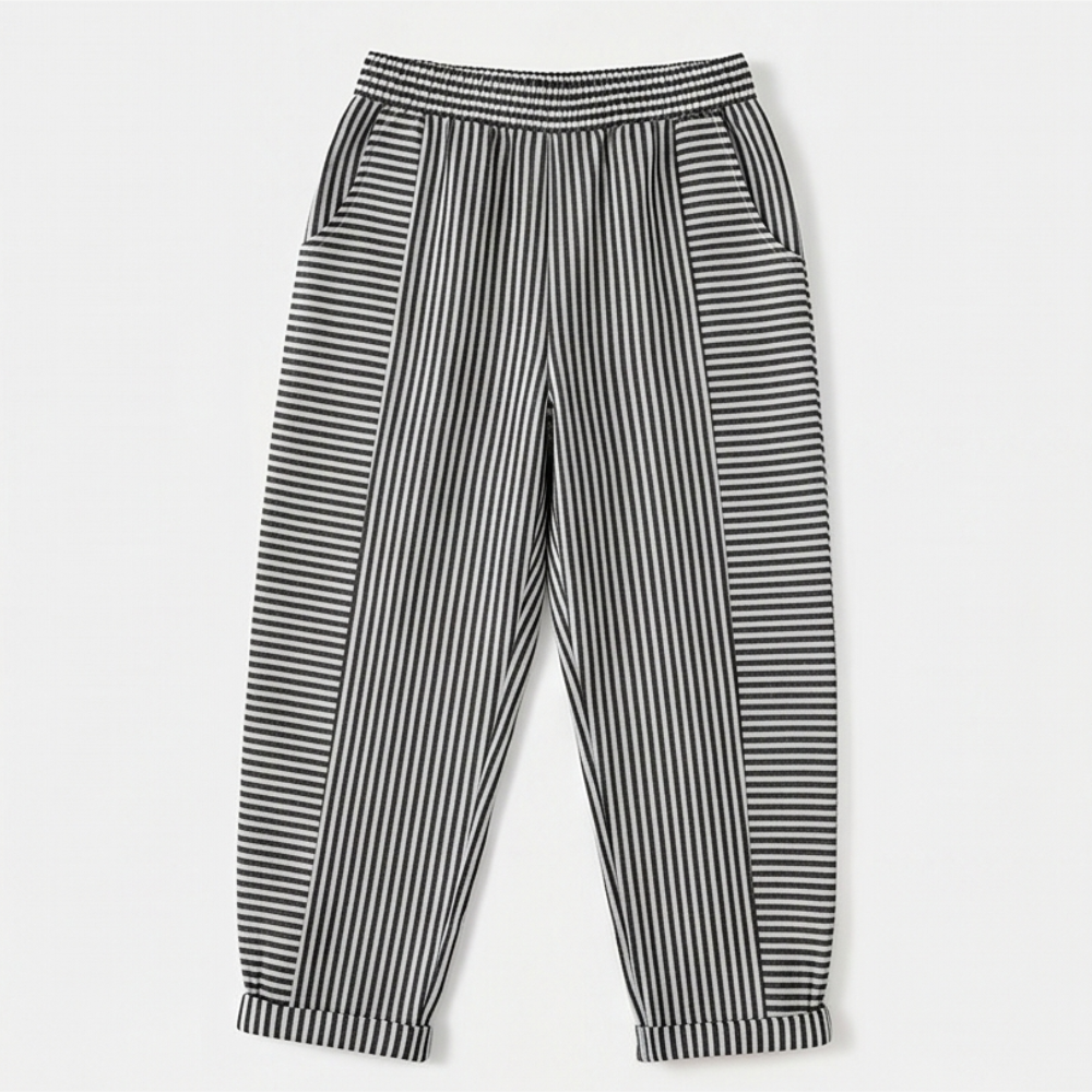Lunavia™ – Striped Linen Pants with Elastic Waist