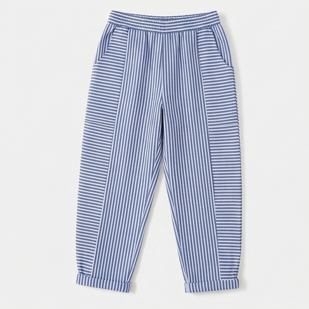 Lunavia™ – Striped Linen Pants with Elastic Waist