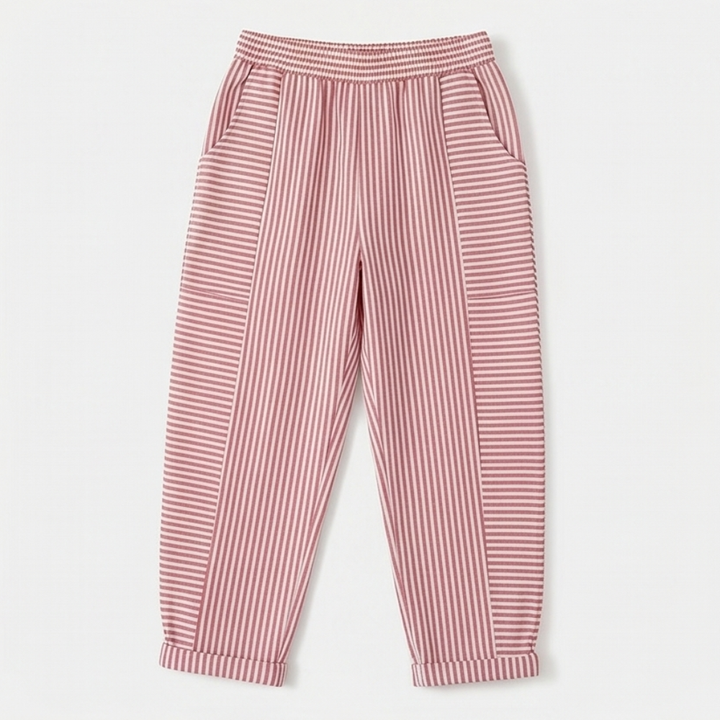 Lunavia™ – Striped Linen Pants with Elastic Waist