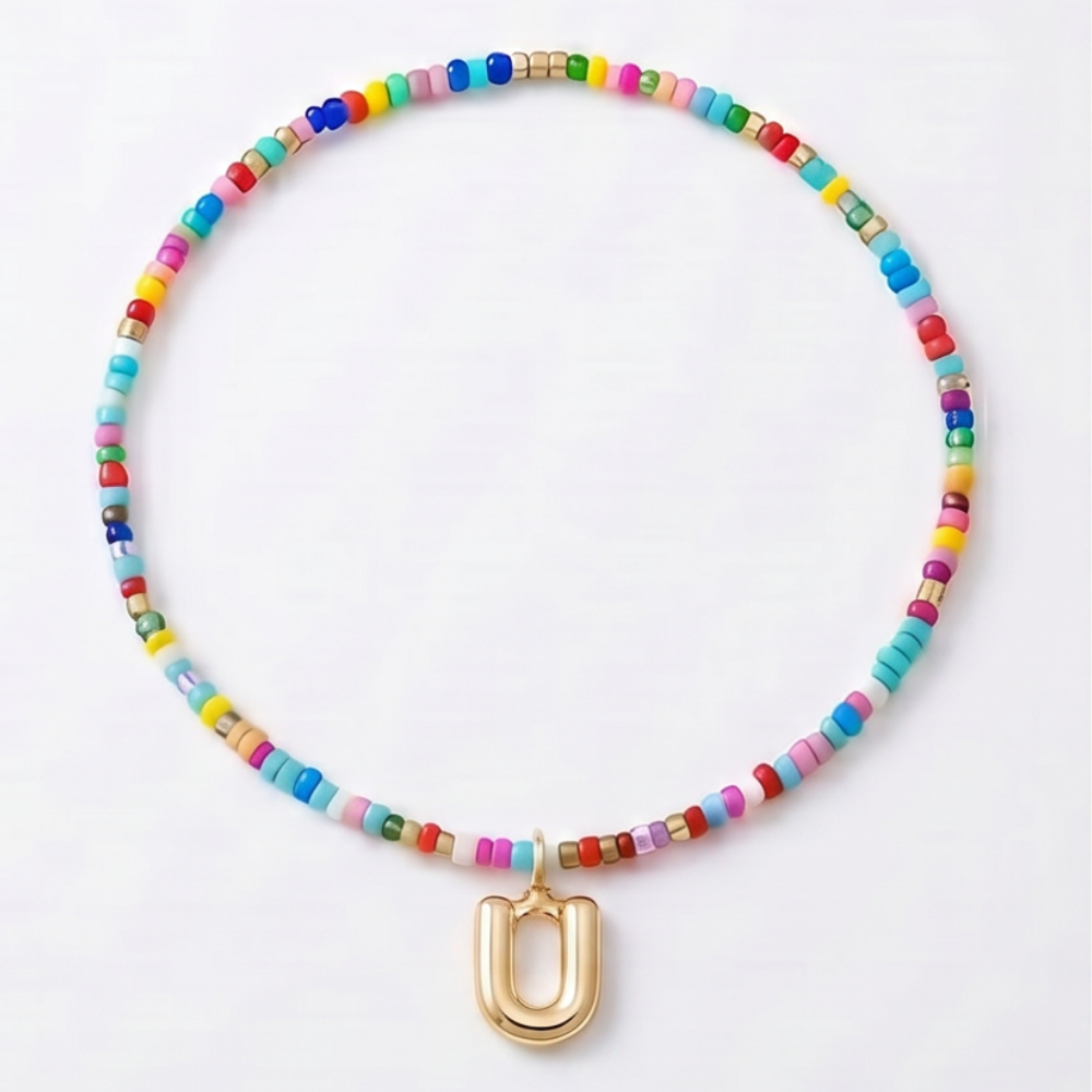 Liora™ Colorful Beaded Initial Necklace