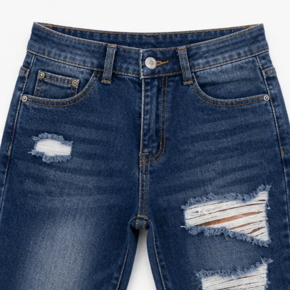 Delina™ – Soft Cotton Frayed-Hem Capri Jeans