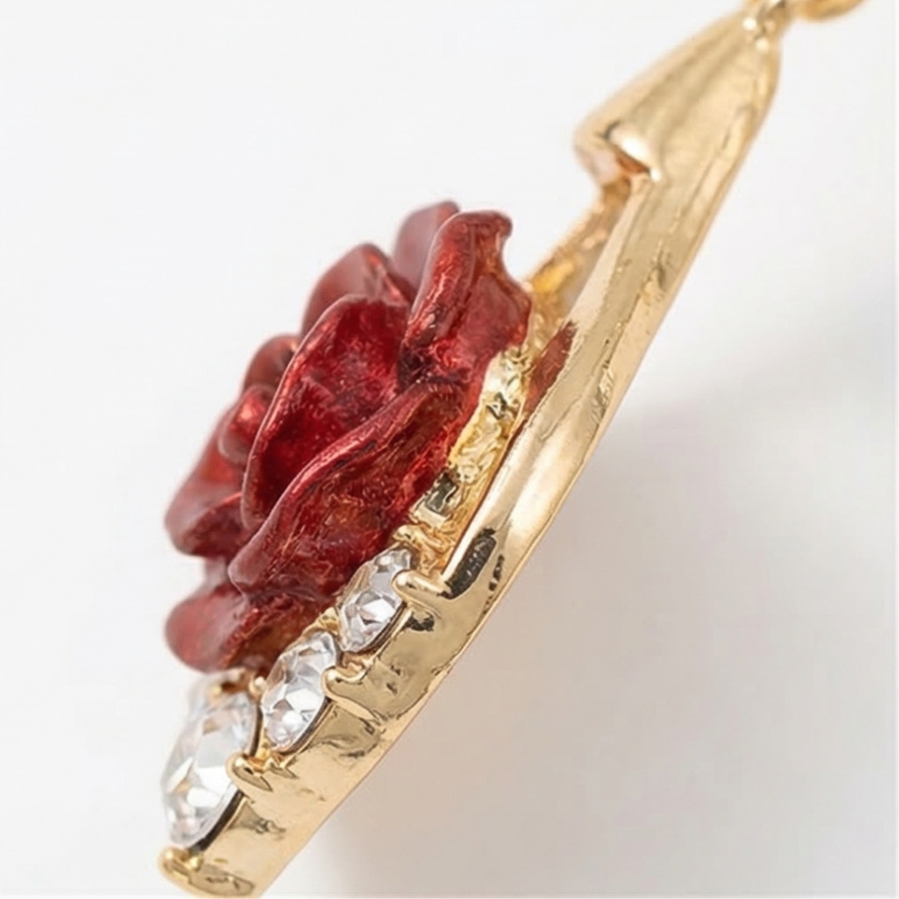 Rosavelle™ – Red Rose Crystal Drop Earrings