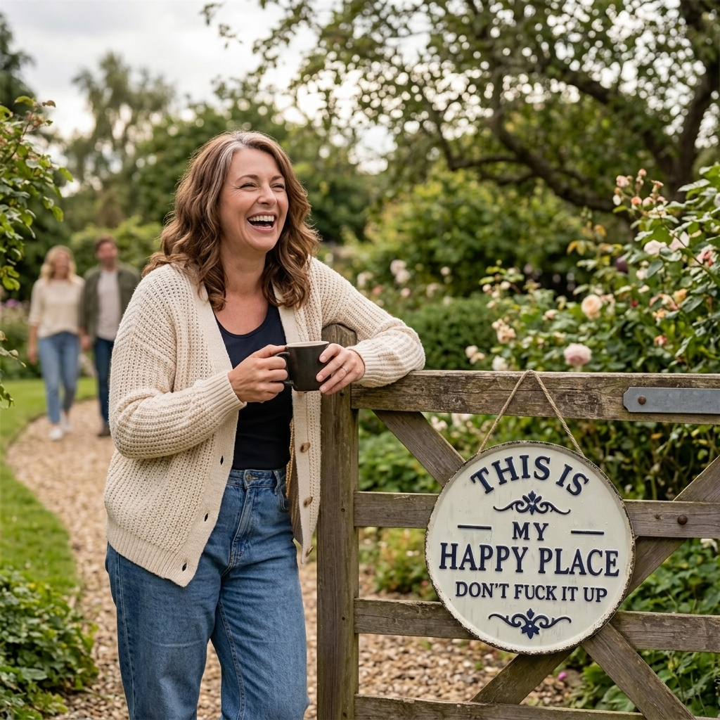 Hollyfield™ – Vintage Metal Happy Place Sign