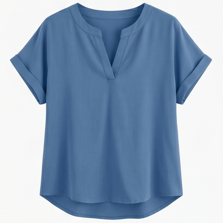 Solenne™ Soft Drape V-Neck Blouse for Everyday Wear