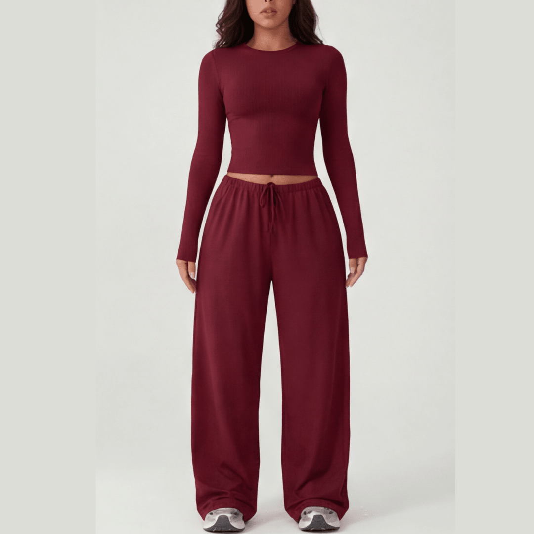 Velaire™ – Soft Crop Top and Wide Leg Pants Set