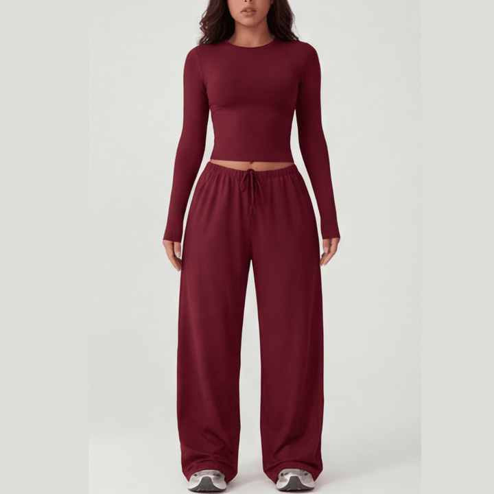 Velaire™ – Soft Crop Top and Wide Leg Pants Set